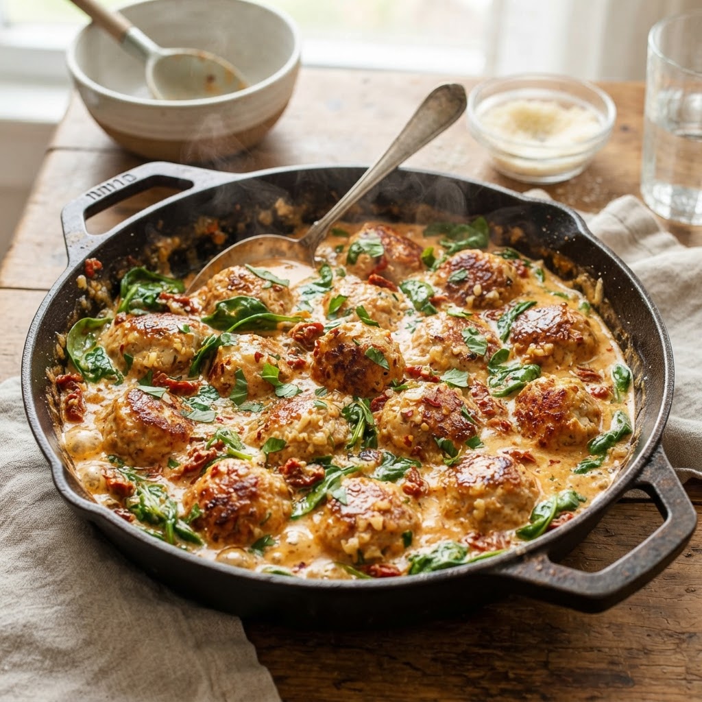 One-Skillet Marry Me Chicken Meatballs