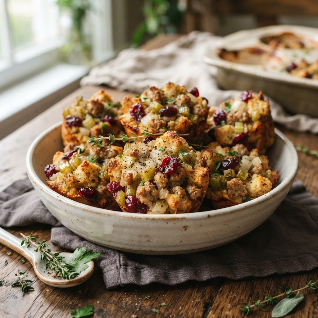 Sausage Cranberry Stuffing Muffins