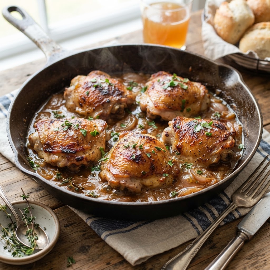 Skillet Chicken with Apple Butter Pan Sauce