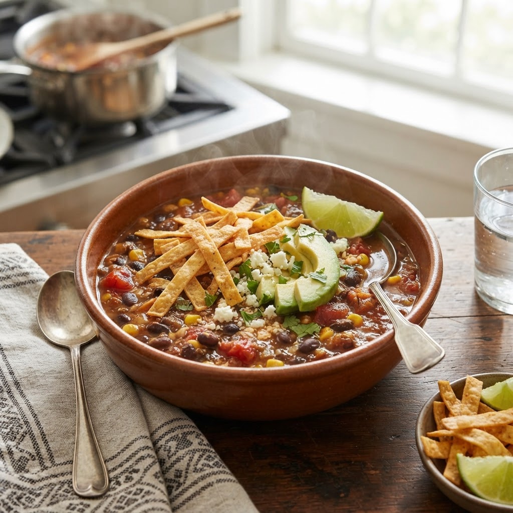 Mexican Black Bean Tortilla Soup