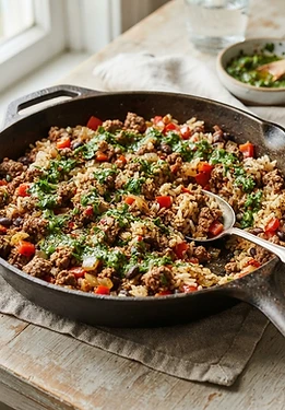 Beef Chimichurri Rice Skillet