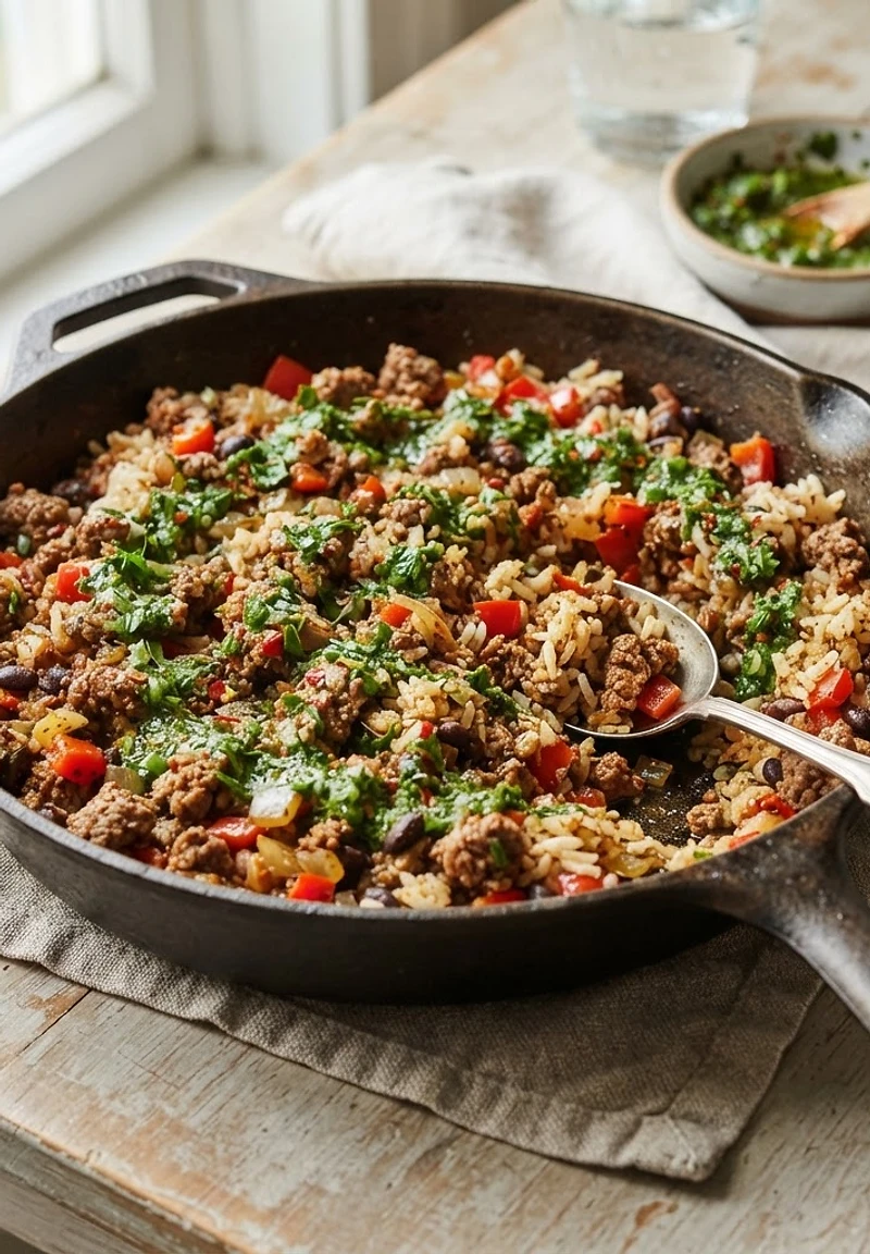 Beef Chimichurri Rice Skillet
