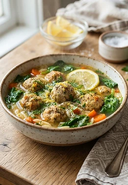 Lemon Turkey Meatball Soup
