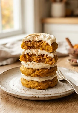 Pumpkin Cookies with Cream Cheese Frosting