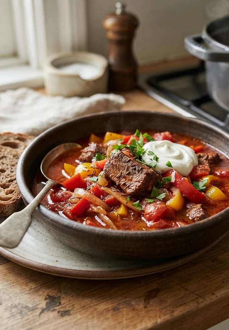 Pork Goulash with Caraway and Peppers