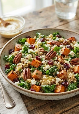 Roasted Sweet Potato Kale Quinoa Salad