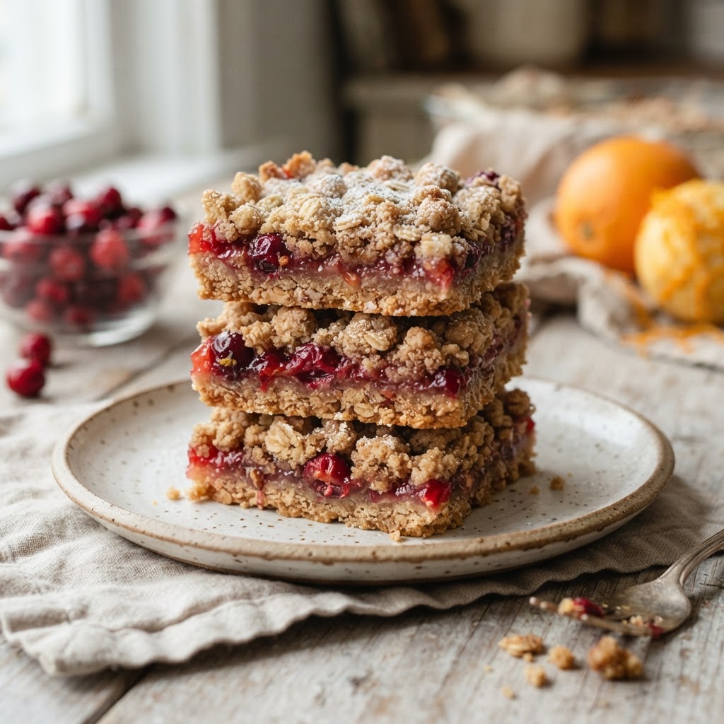 Cranberry Orange Oat Crumble Bars