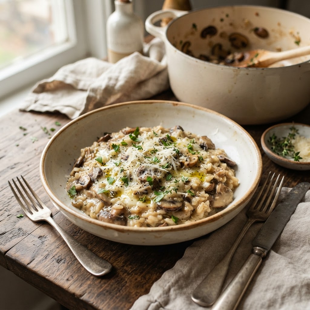 Garlic Herb Mushroom Risotto