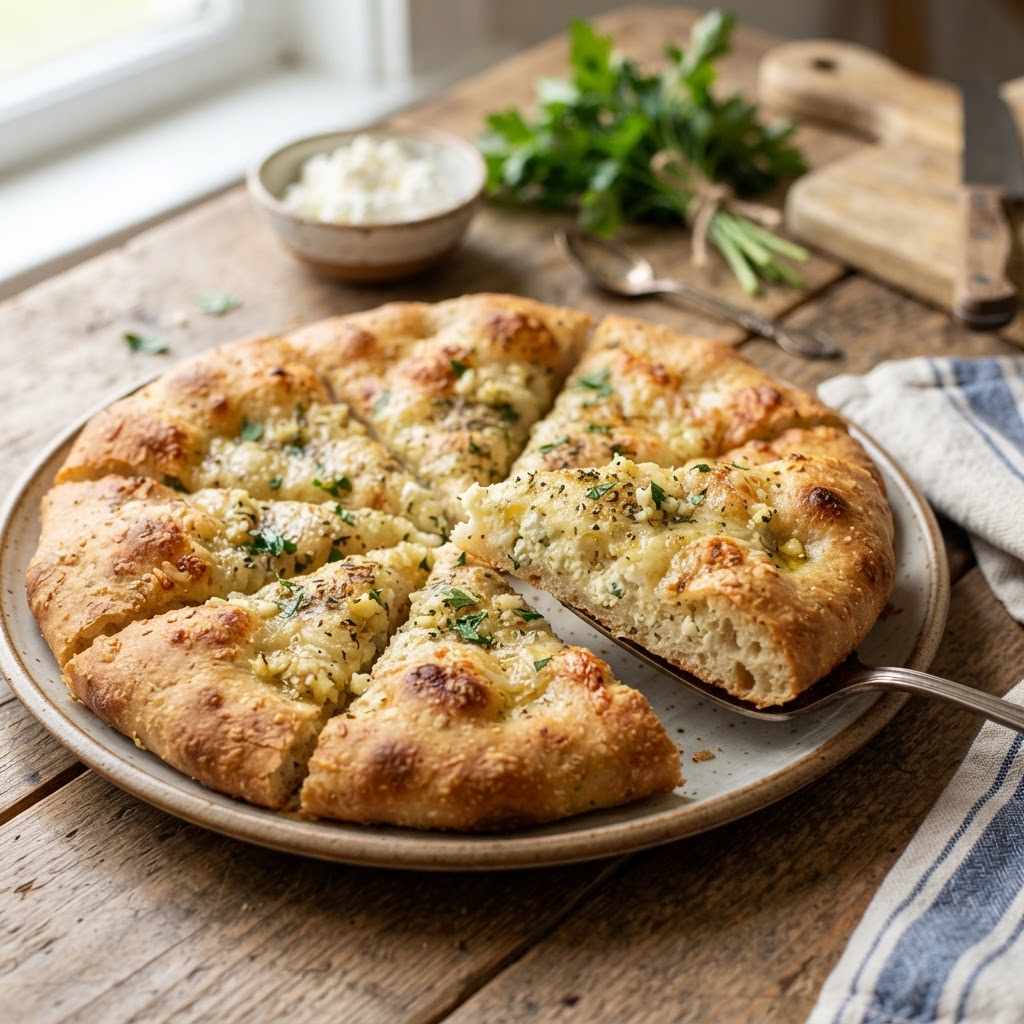 Cottage Cheese Garlic Flatbread