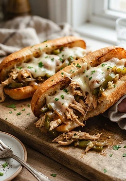 Slow Cooker Chicken Philly Cheesesteaks
