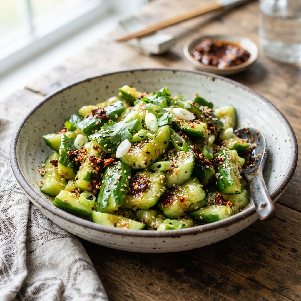 Spicy Cucumber Salad with Chili Crisp