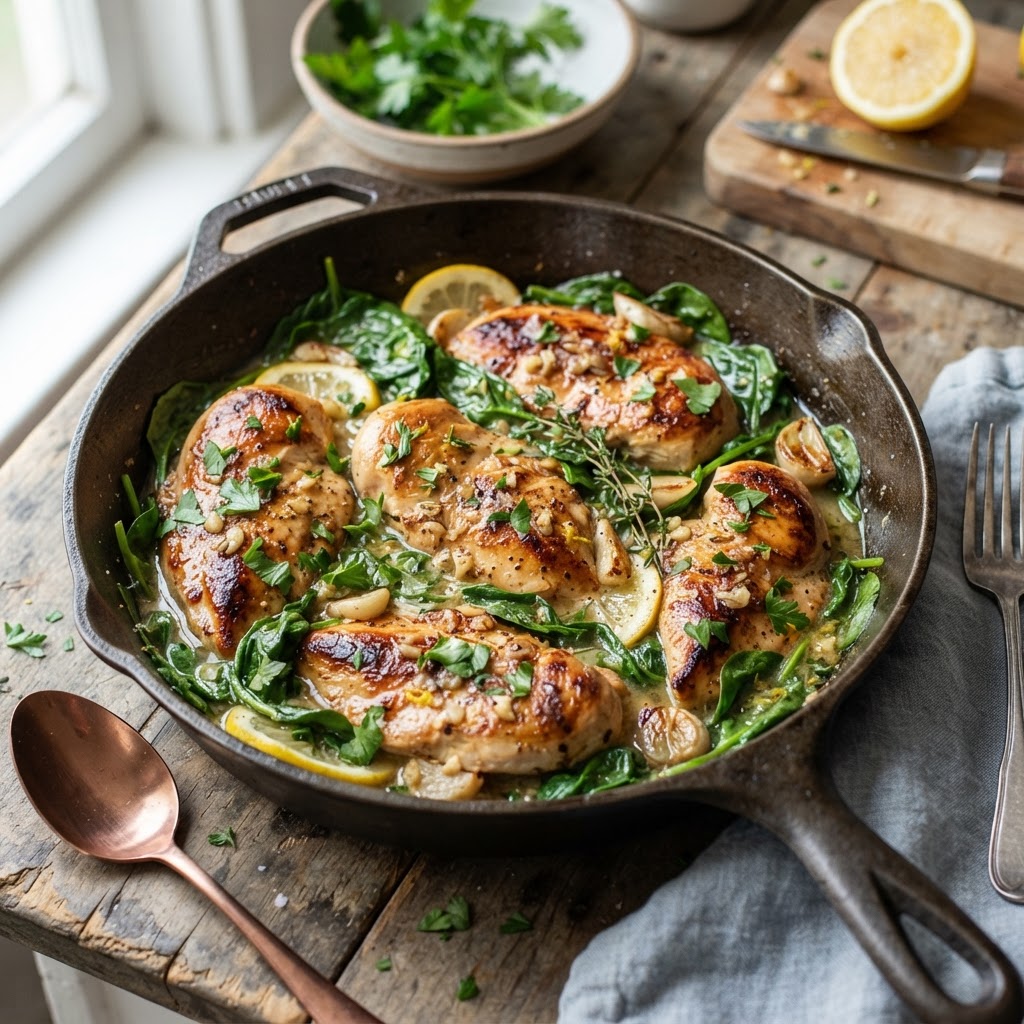 20-Minute Lemon Garlic Chicken Skillet