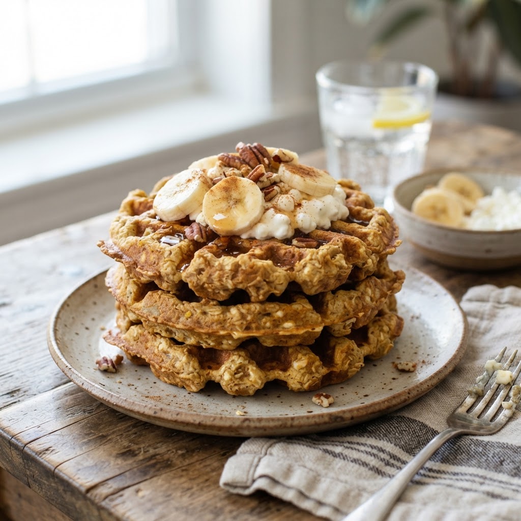Cottage Cheese Banana Waffles