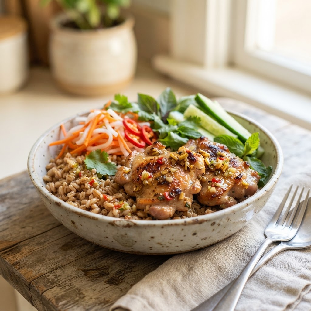 Vietnamese-Inspired Lemongrass Chicken Grain Bowl