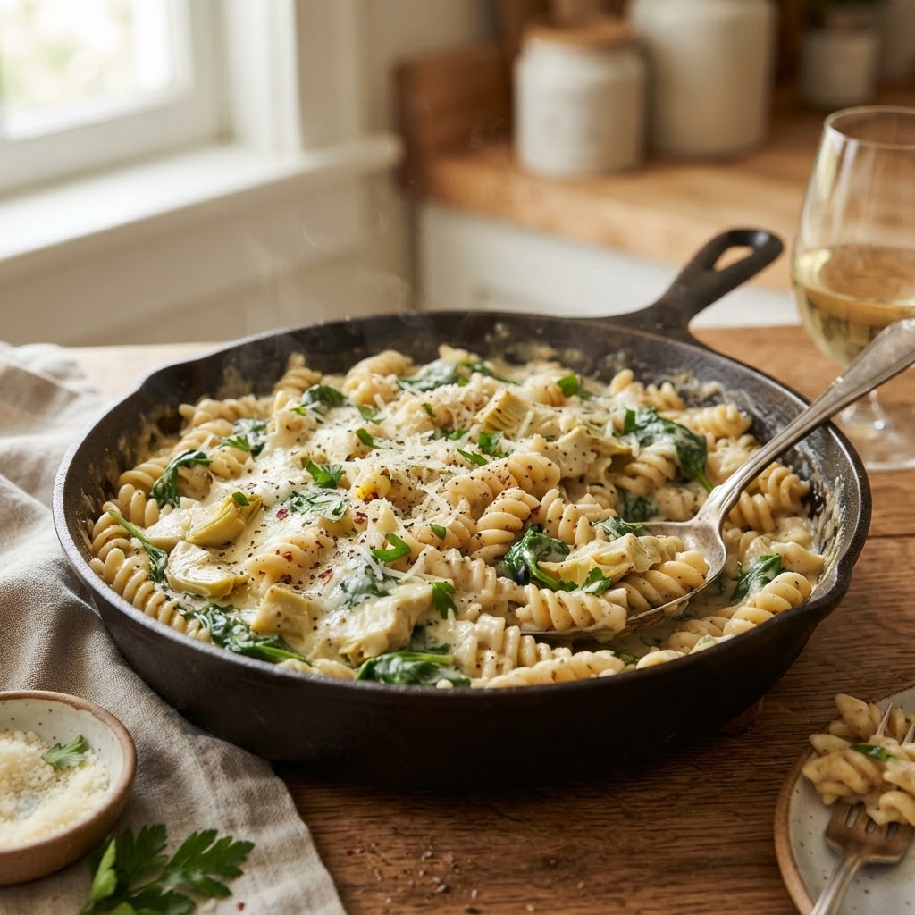 One-Pot Spinach Artichoke Pasta