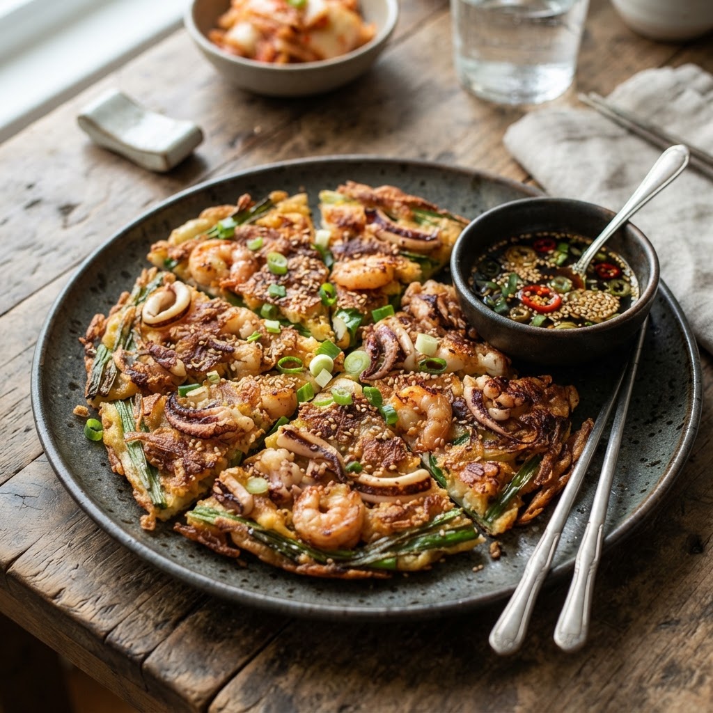 Korean Seafood Scallion Pancakes