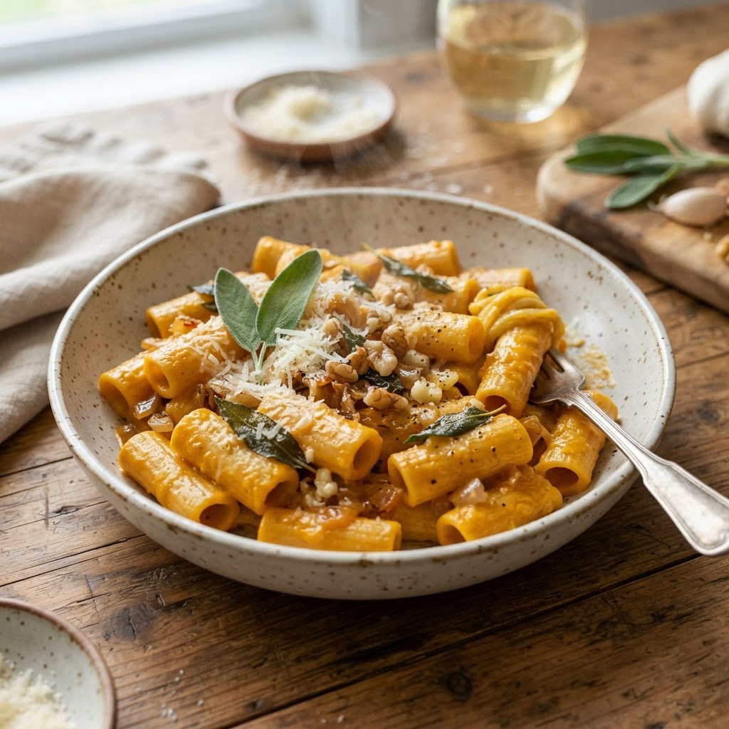 Creamy Pumpkin Sage Rigatoni