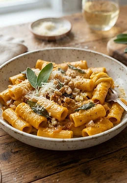 Creamy Pumpkin Sage Rigatoni