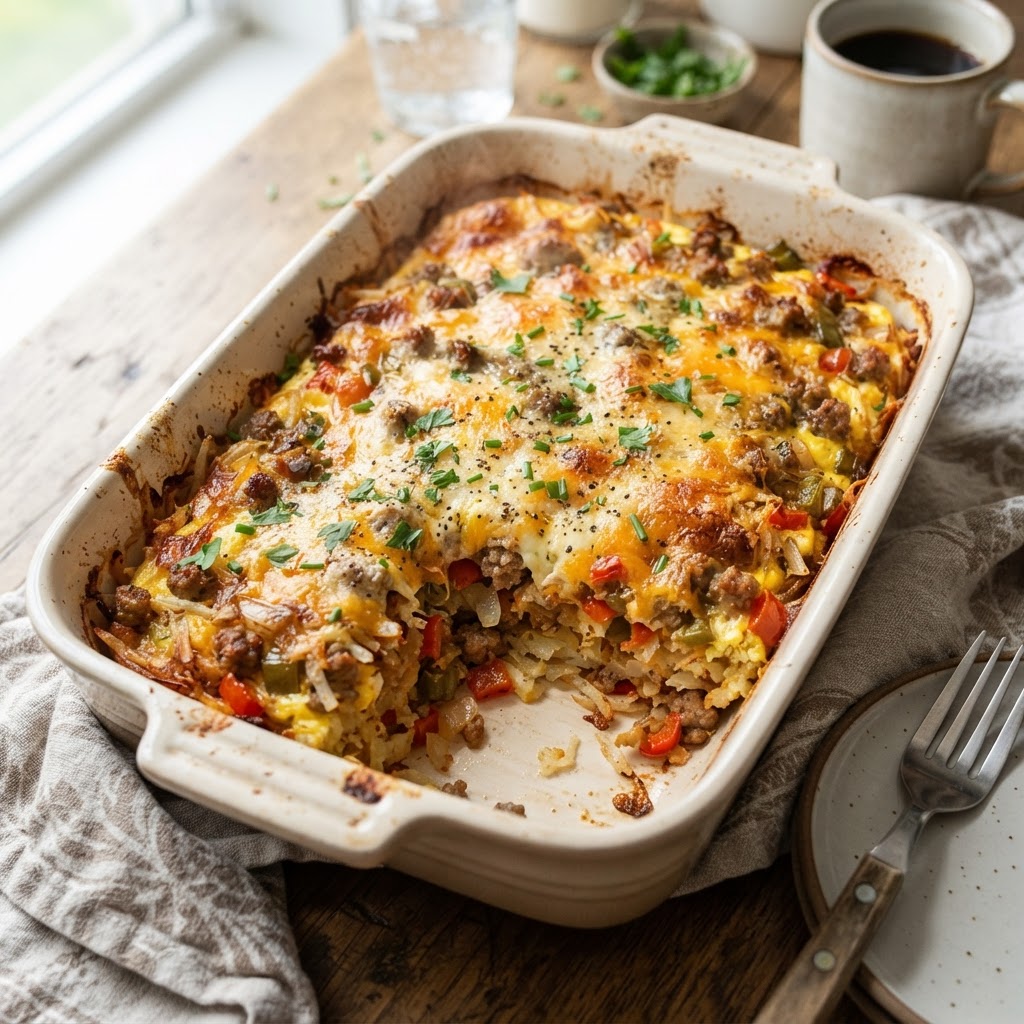 Sausage Hash Brown Breakfast Casserole