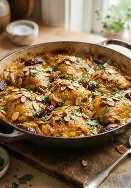 Saffron Chicken with Dates and Almonds
