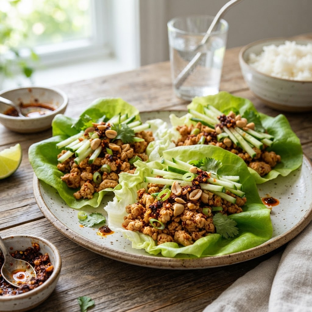 Chili Crisp Chicken Lettuce Wraps