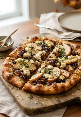 Caramelized Onion, Apple, and Goat Cheese Flatbread