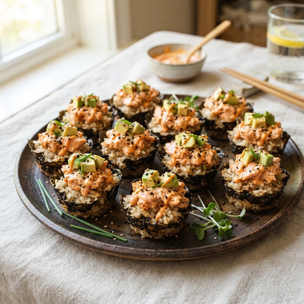 Crispy Salmon Sushi Cups