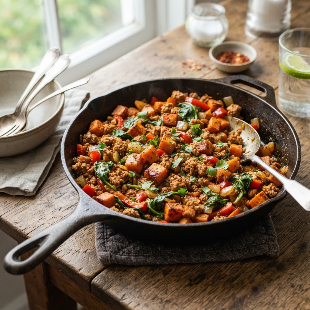 Ground Turkey and Sweet Potato Skillet