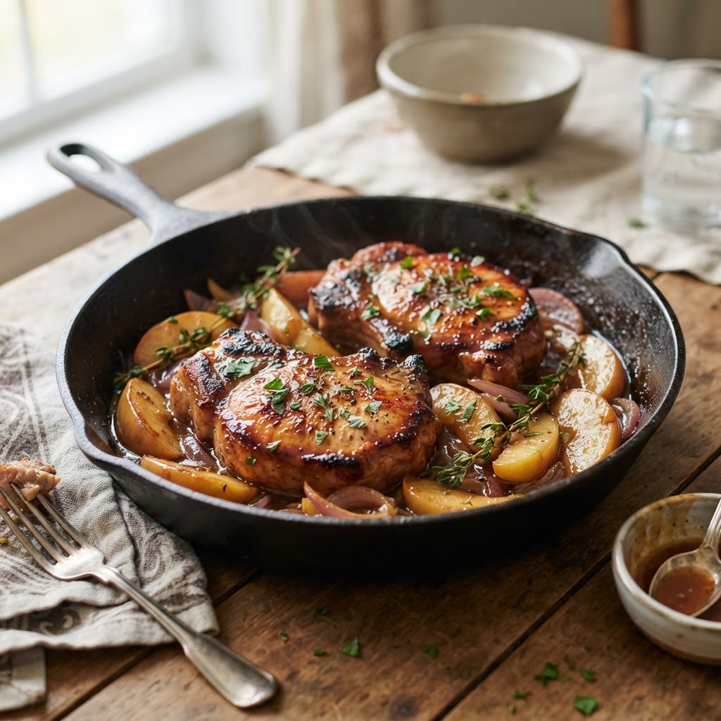 Maple Dijon Pork Chops with Apples
