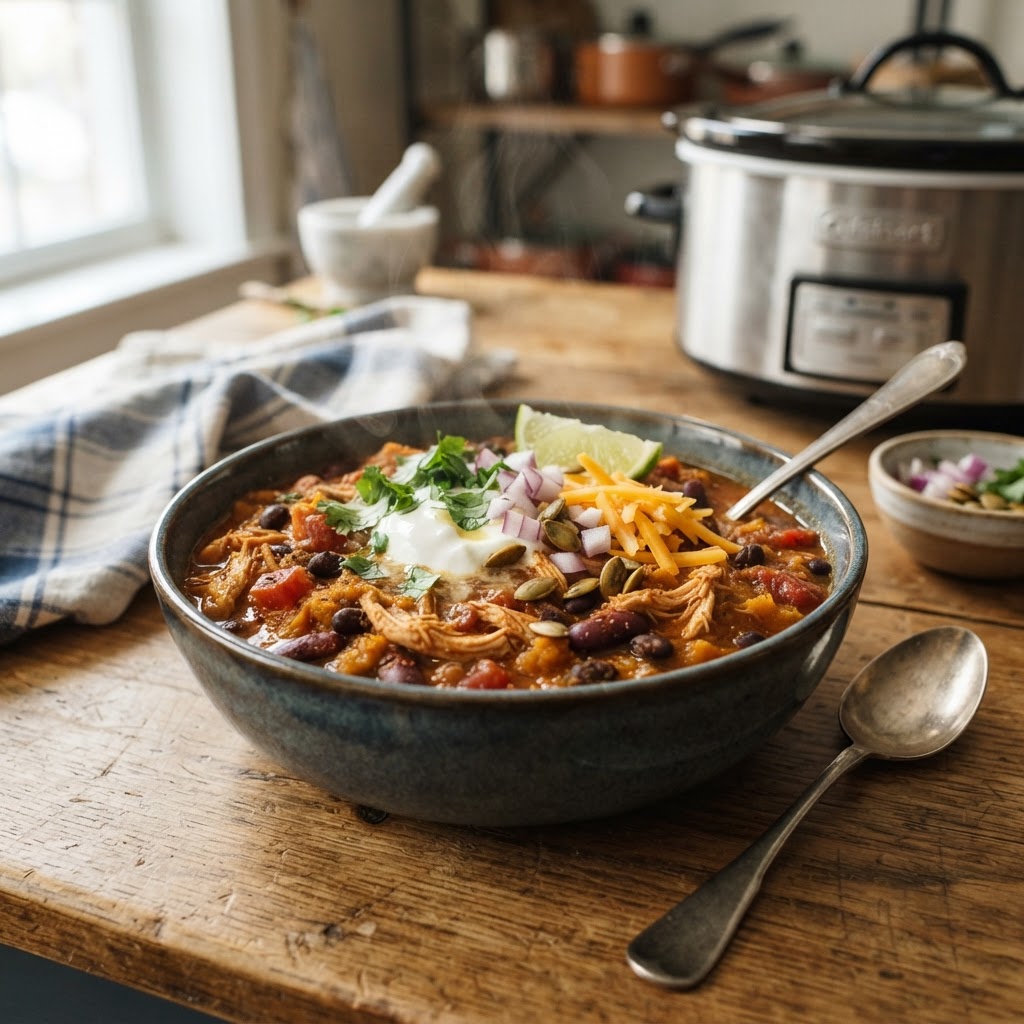 Slow Cooker Pumpkin Chicken Chili