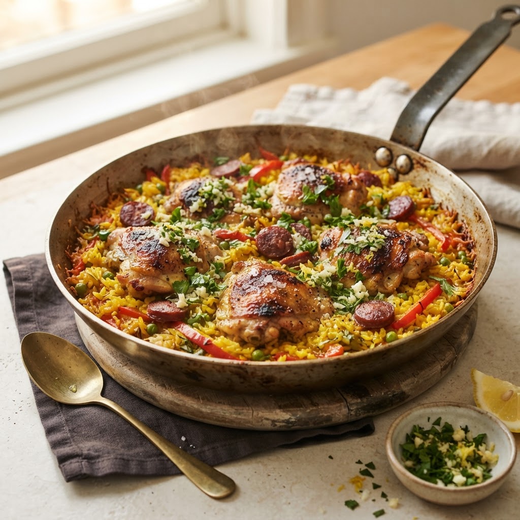Saffron Chicken and Chorizo Rice