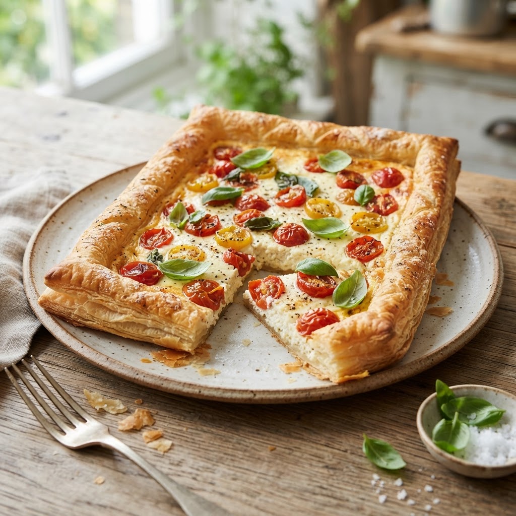 Tomato Ricotta Puff Pastry Tart