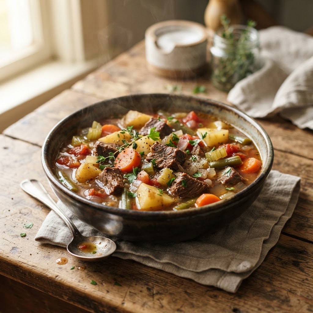 Slow Cooker Beef and Vegetable Soup