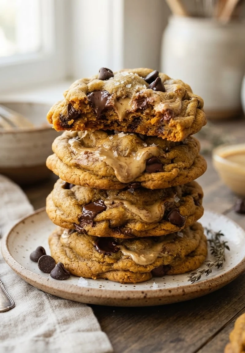 Pumpkin Chocolate Tahini Cookies