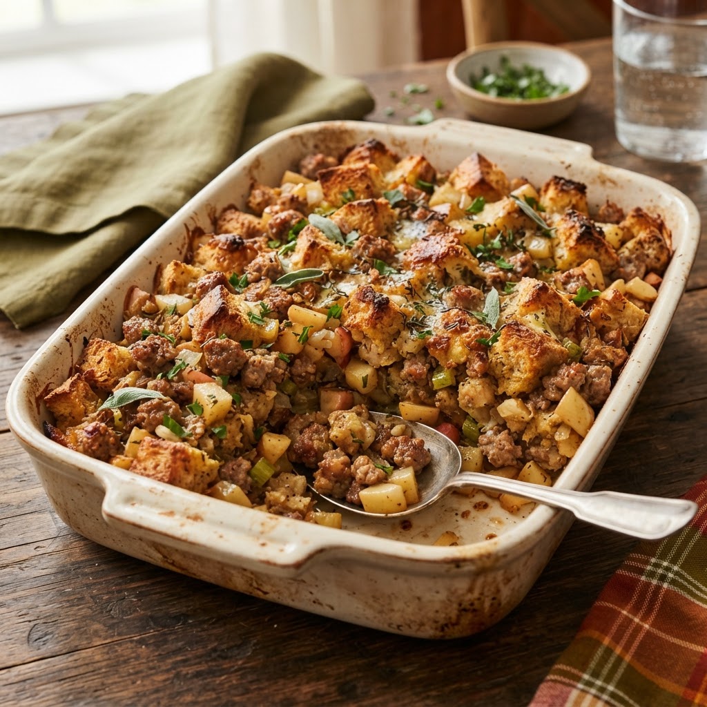 Sausage Apple Stuffing Casserole