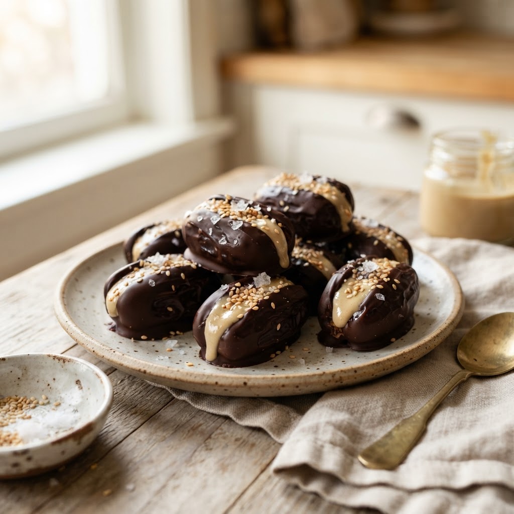 Chocolate Tahini Stuffed Dates