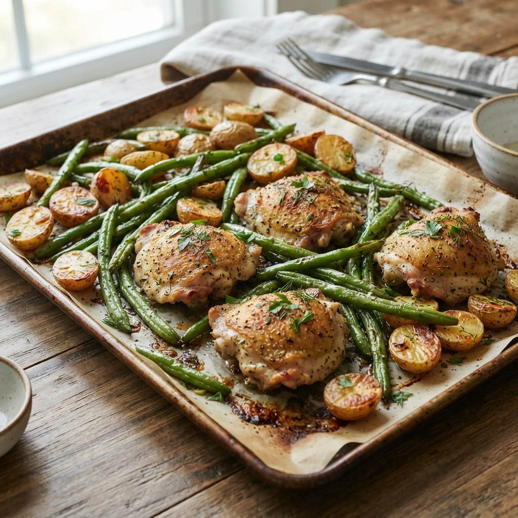 Sheet Pan Ranch Chicken and Green Beans