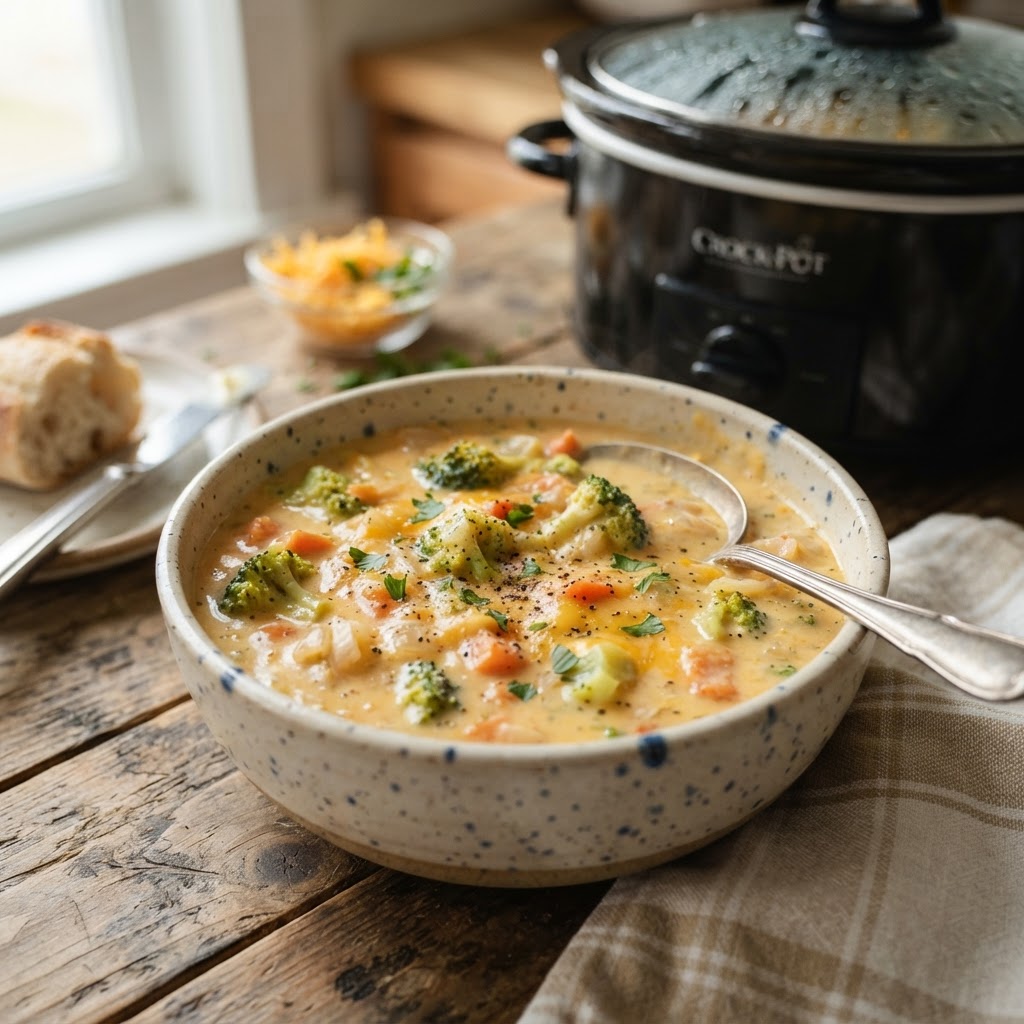 Slow Cooker Broccoli Cheddar Soup