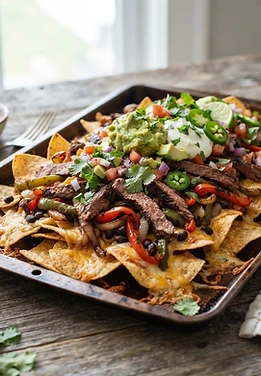 Sheet Pan Steak Fajita Nachos