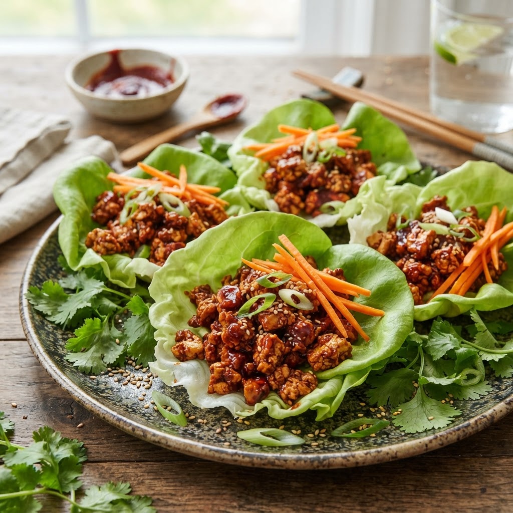 Korean BBQ Tofu Lettuce Cups