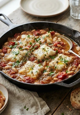Cod and White Bean Cassoulet with Tomatoes