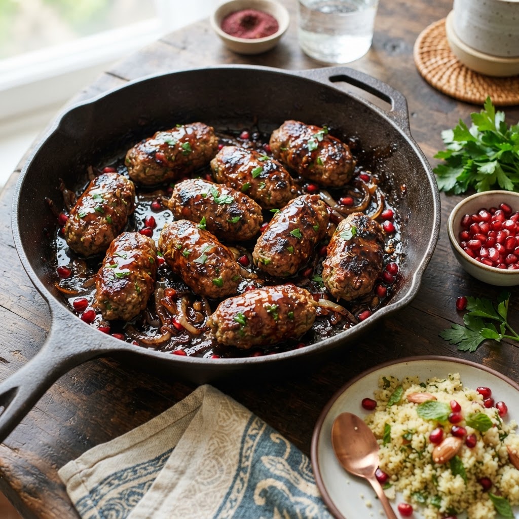 Turkey Kefta with Pomegranate Glaze