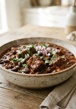 Smoky Cider-Braised Pork and Black Bean Chili