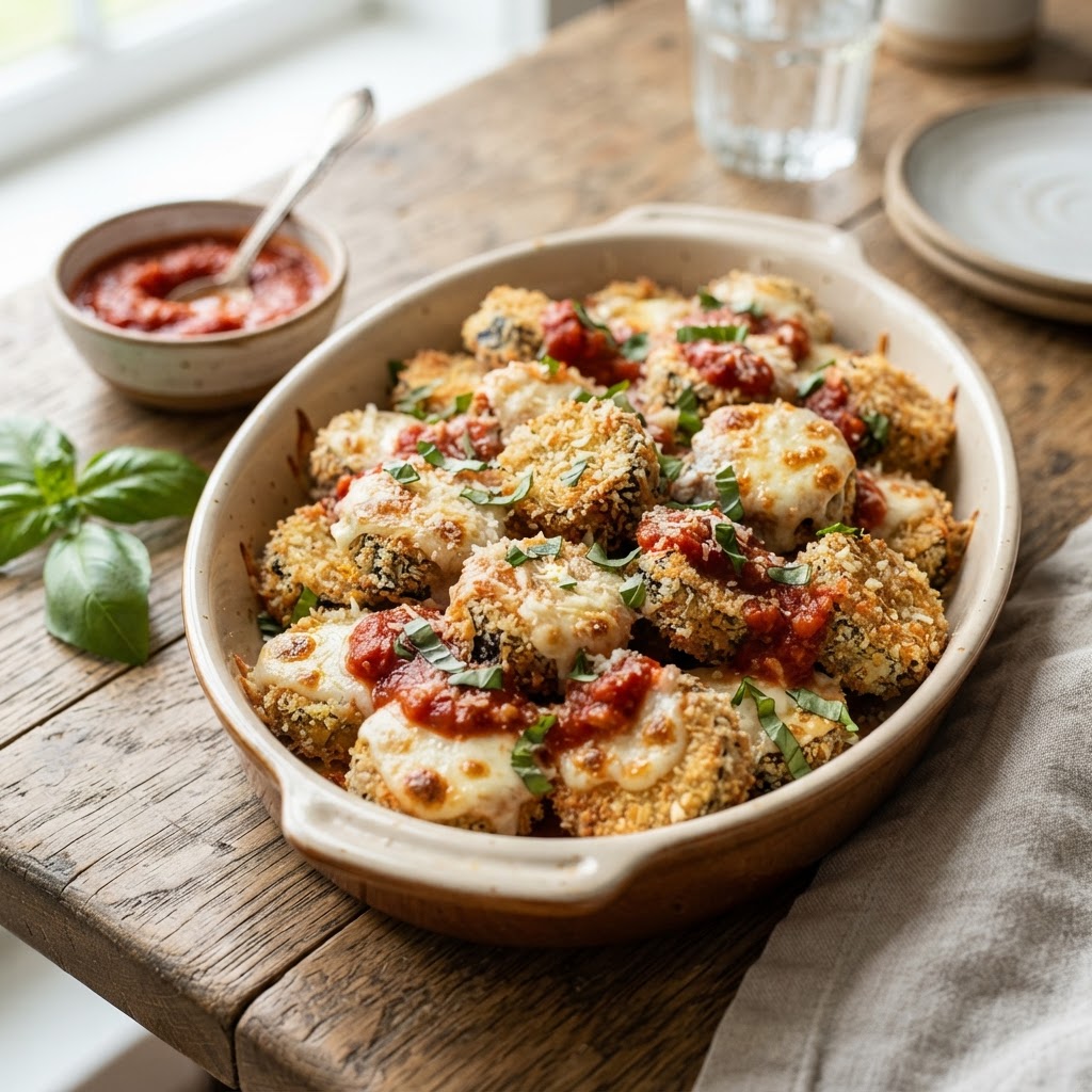 Air Fryer Eggplant Parmesan Bites