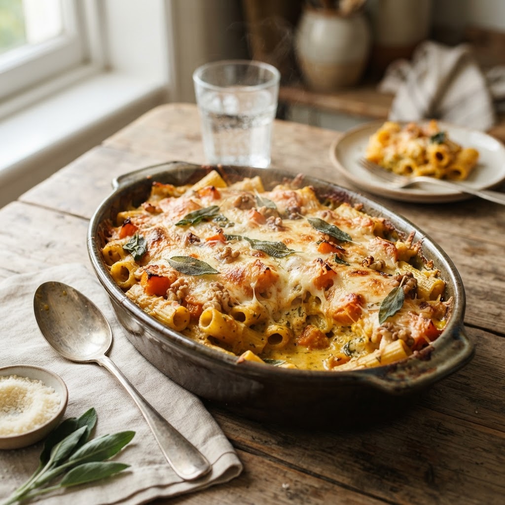 Pumpkin Ricotta Baked Pasta
