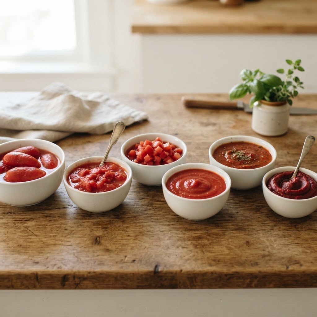 Canned Tomatoes Explained: Whole, Crushed, Diced, Puree, Sauce, and Paste example