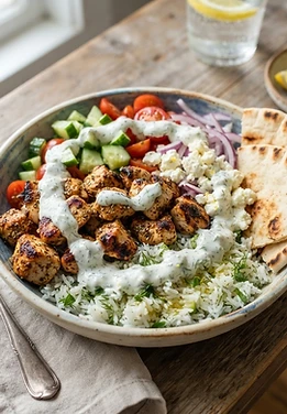 High-Protein Greek Chicken Pita Bowls