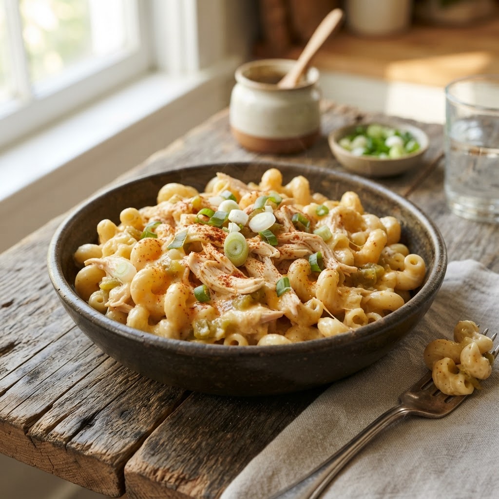 Green Chile Chicken Mac and Cheese