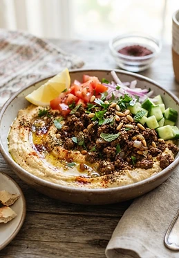 Loaded Hummus Bowls with Spiced Ground Beef