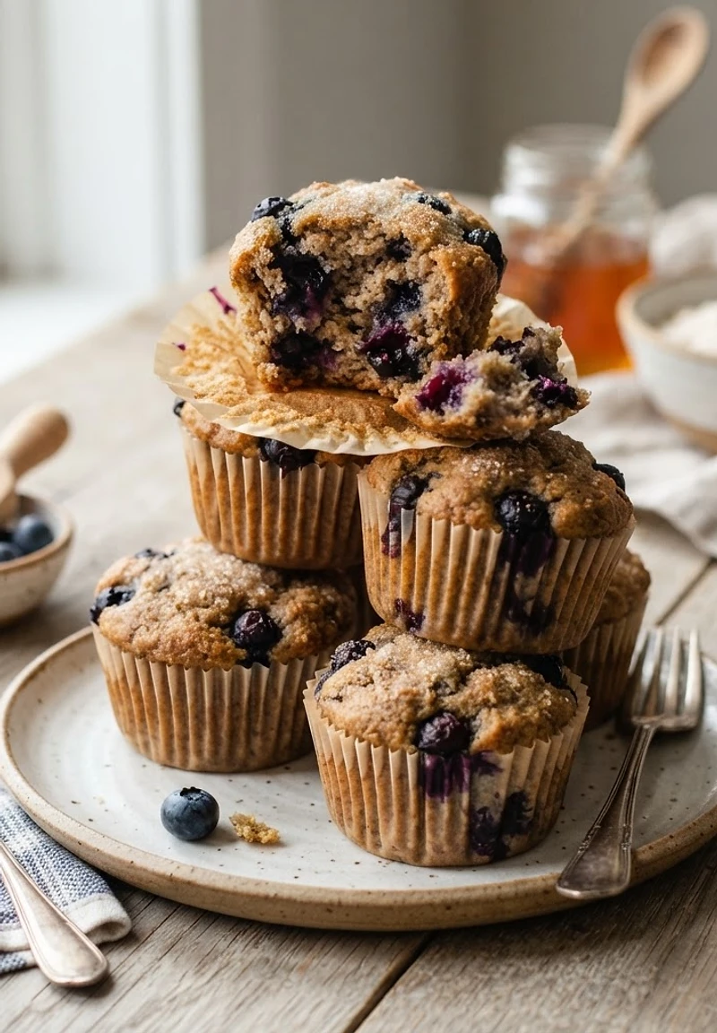 Greek Yogurt Blueberry Protein Muffins